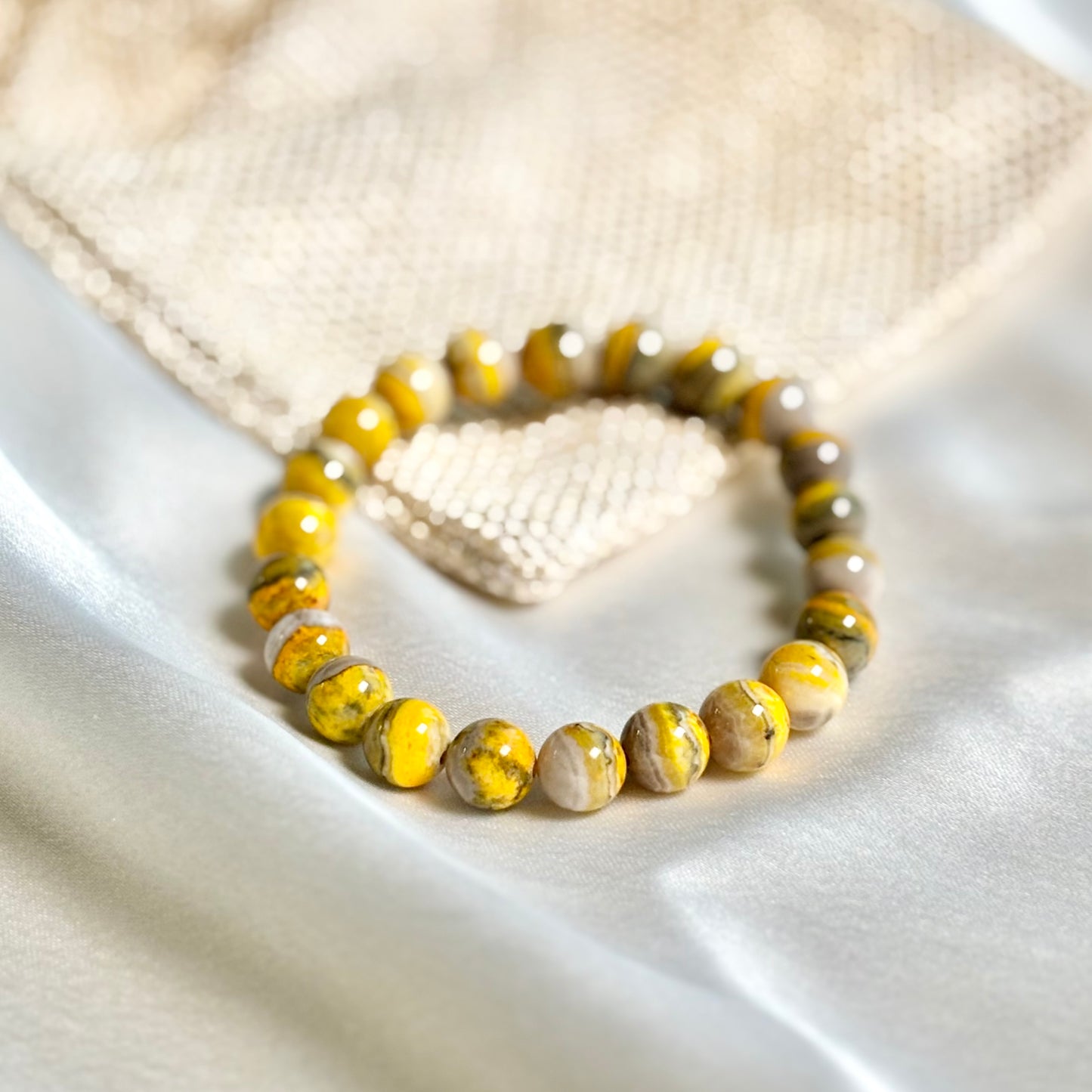 Bumble Bee Jasper Round Bead Bracelet - 8mm