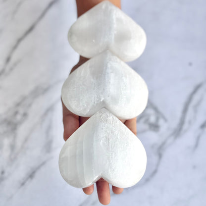 Selenite | Satin Spar Large Size Heart Carving