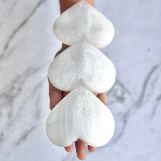 Selenite | Satin Spar Large Size Heart Carving