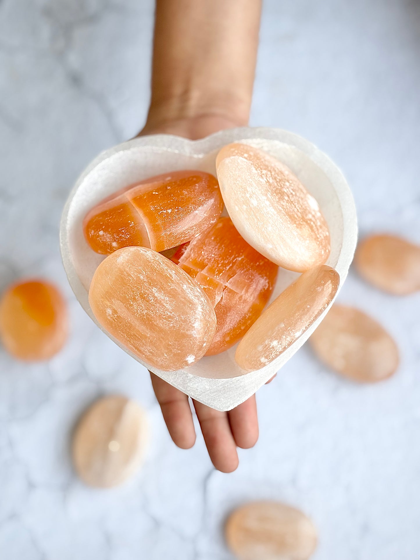 Orange Selenite Palm Stone