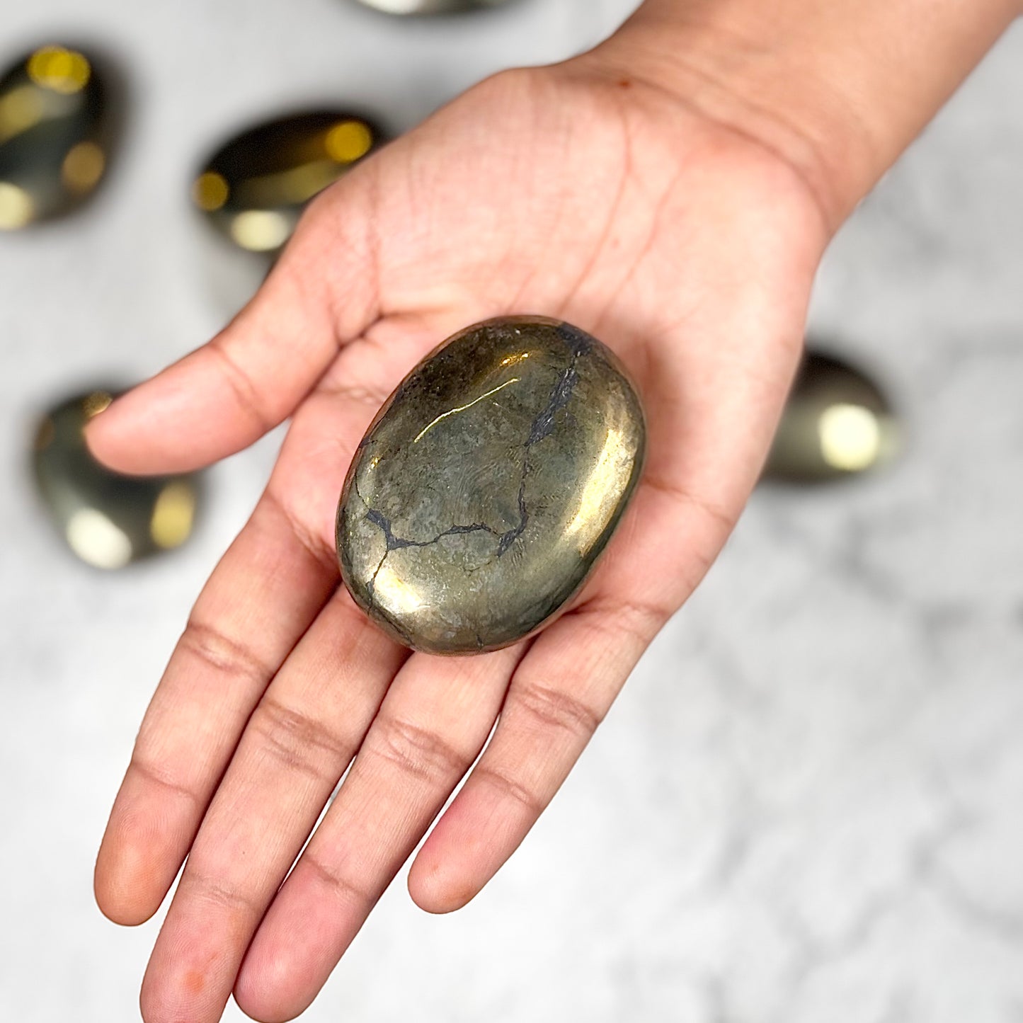 Pyrite Palm Stone | Natural Metallic Stone
