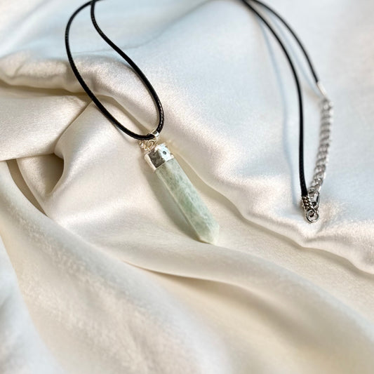 Amazonite Pencil Pendant with Black Cord