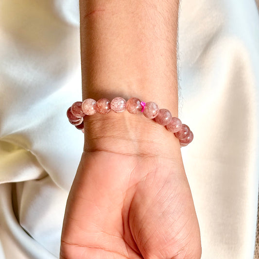 Strawberry Quartz Bead Bracelet