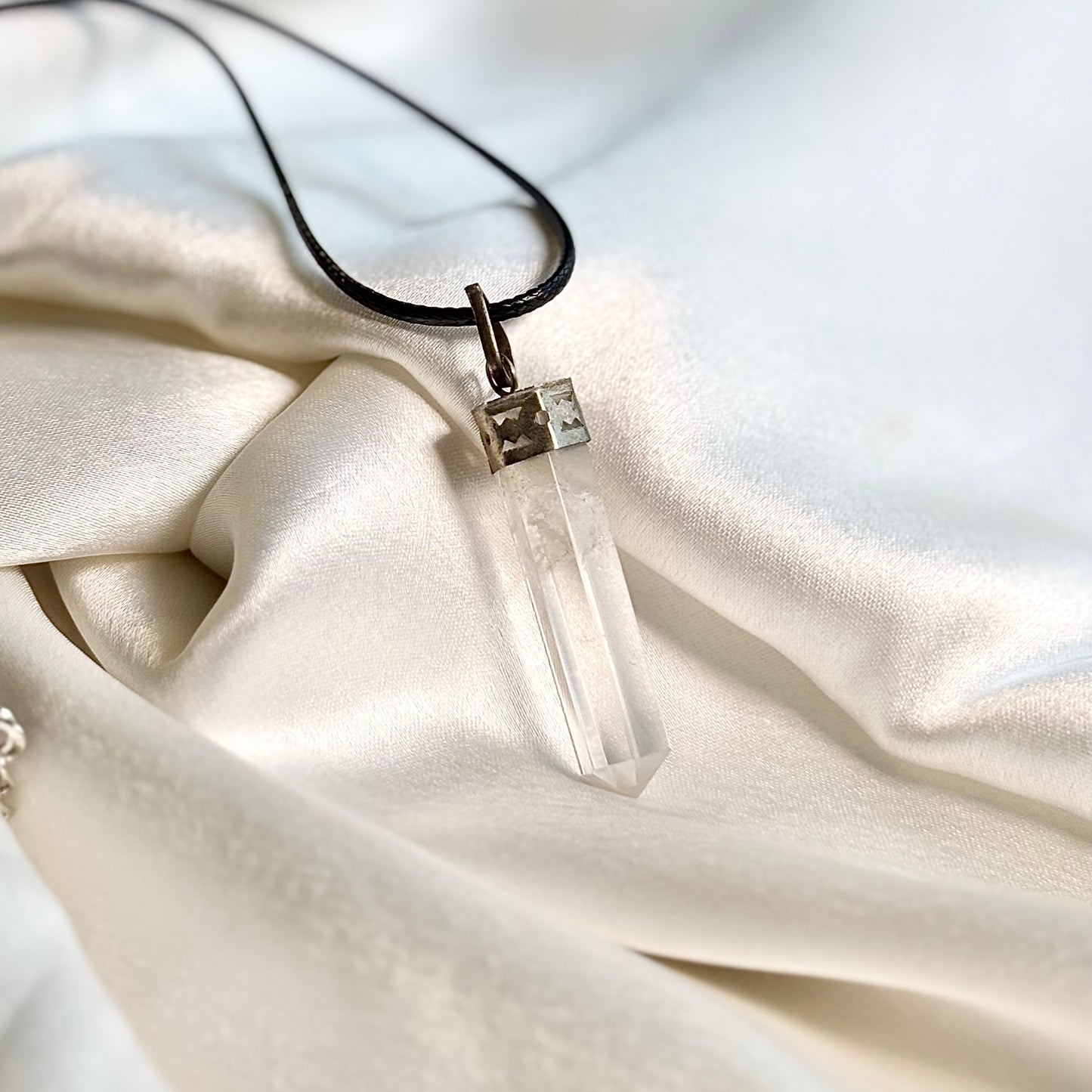 Clear Quartz Pencil Pendant with Cord