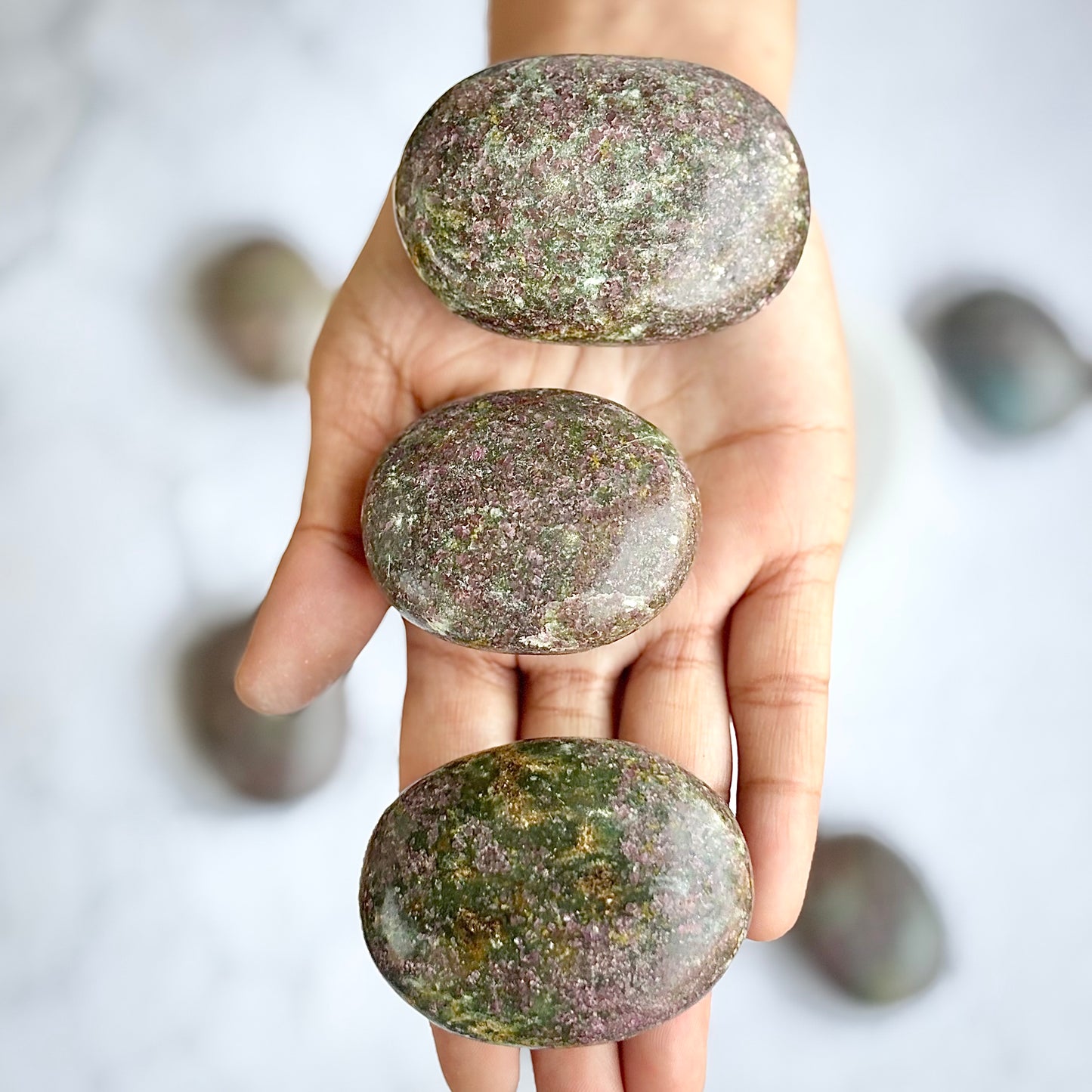 Ruby in Green Kyanite Palm Stone