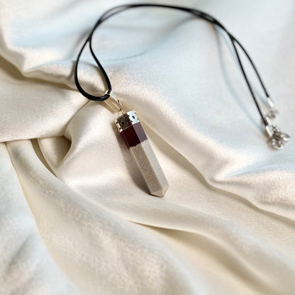 Narmada Stone Pencil Pendant with Black Cord