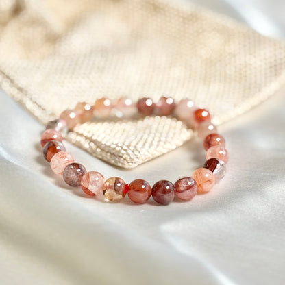 Fire Quartz Round Bead Bracelet - 8mm