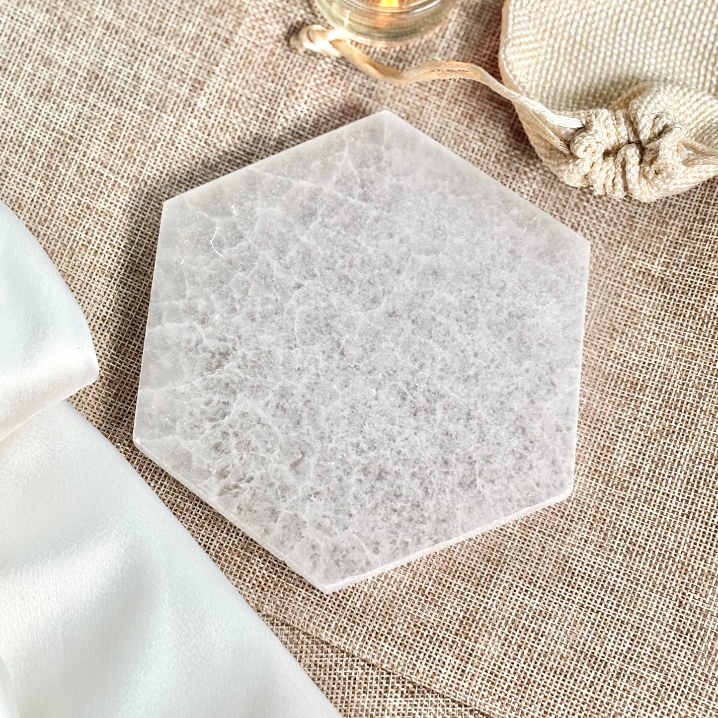 Big Selenite/Satin Spar Hexagon Plate