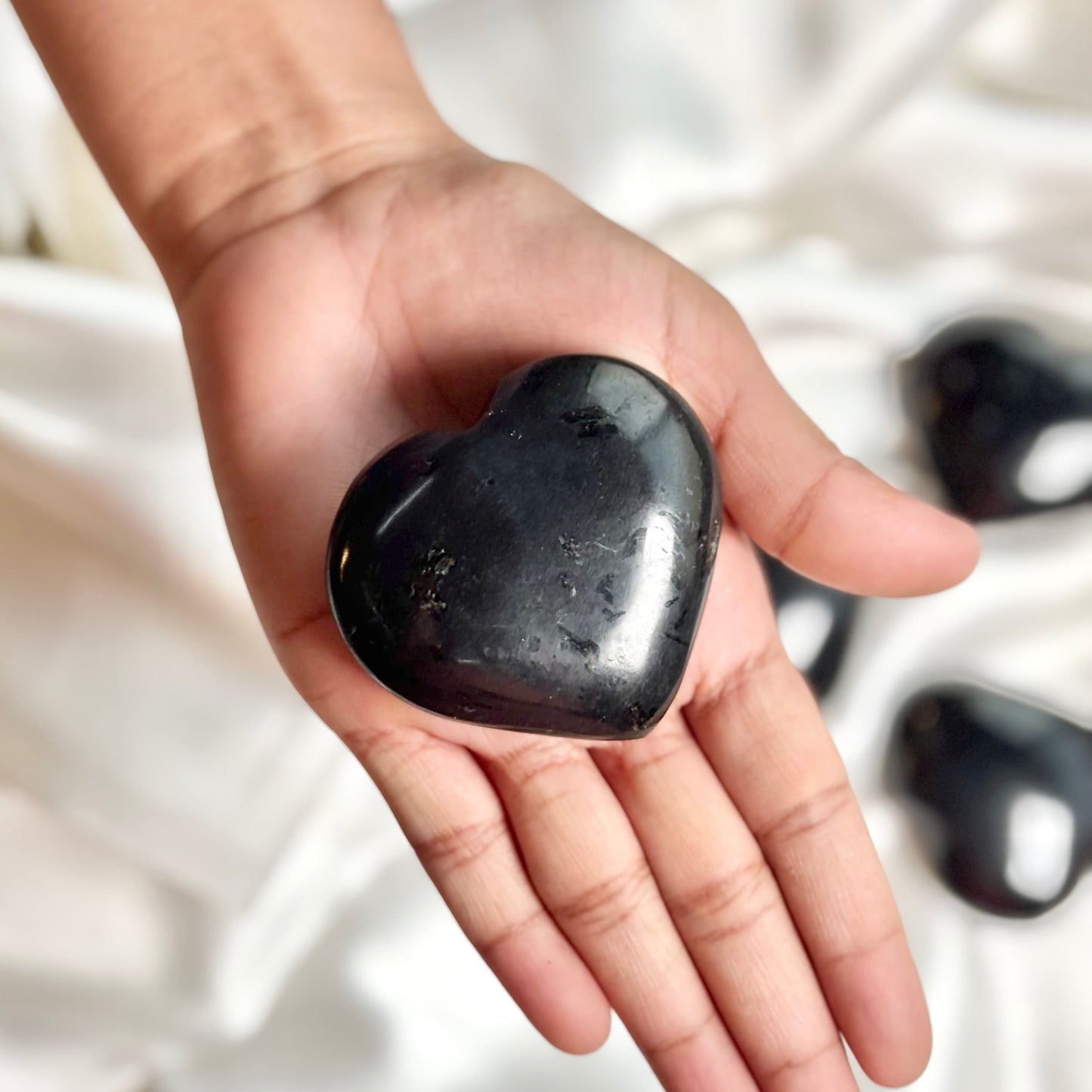 Black tourmaline Heart Carving