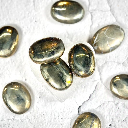 Pyrite Palm Stone | Natural Metallic Stone