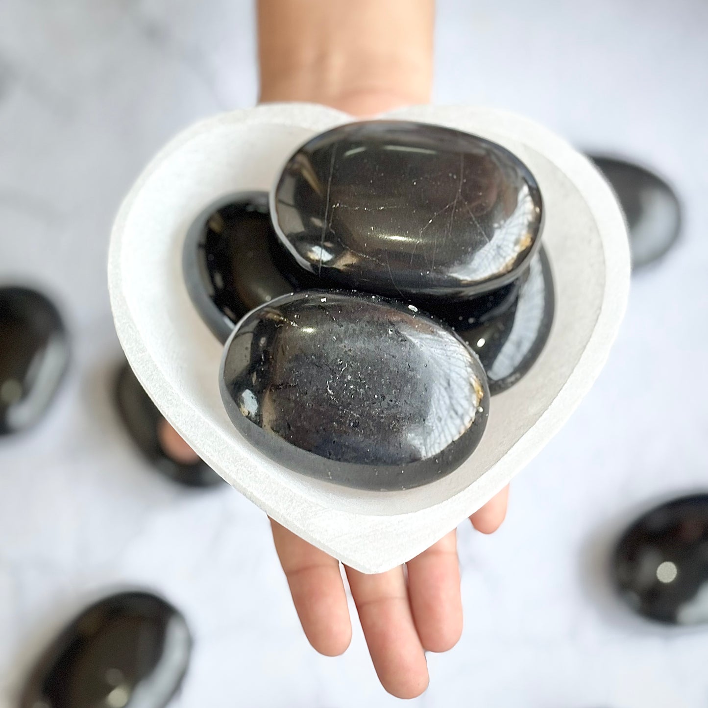Black Obsidian Palm Stone