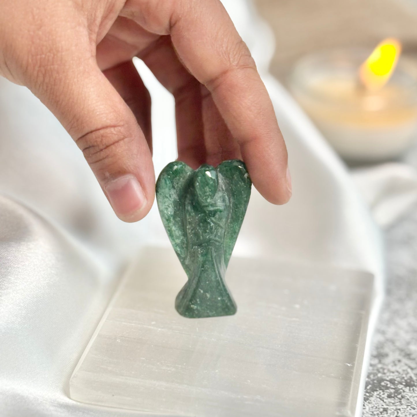 Green Jade Angel Carving