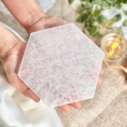 Big Selenite/Satin Spar Hexagon Plate