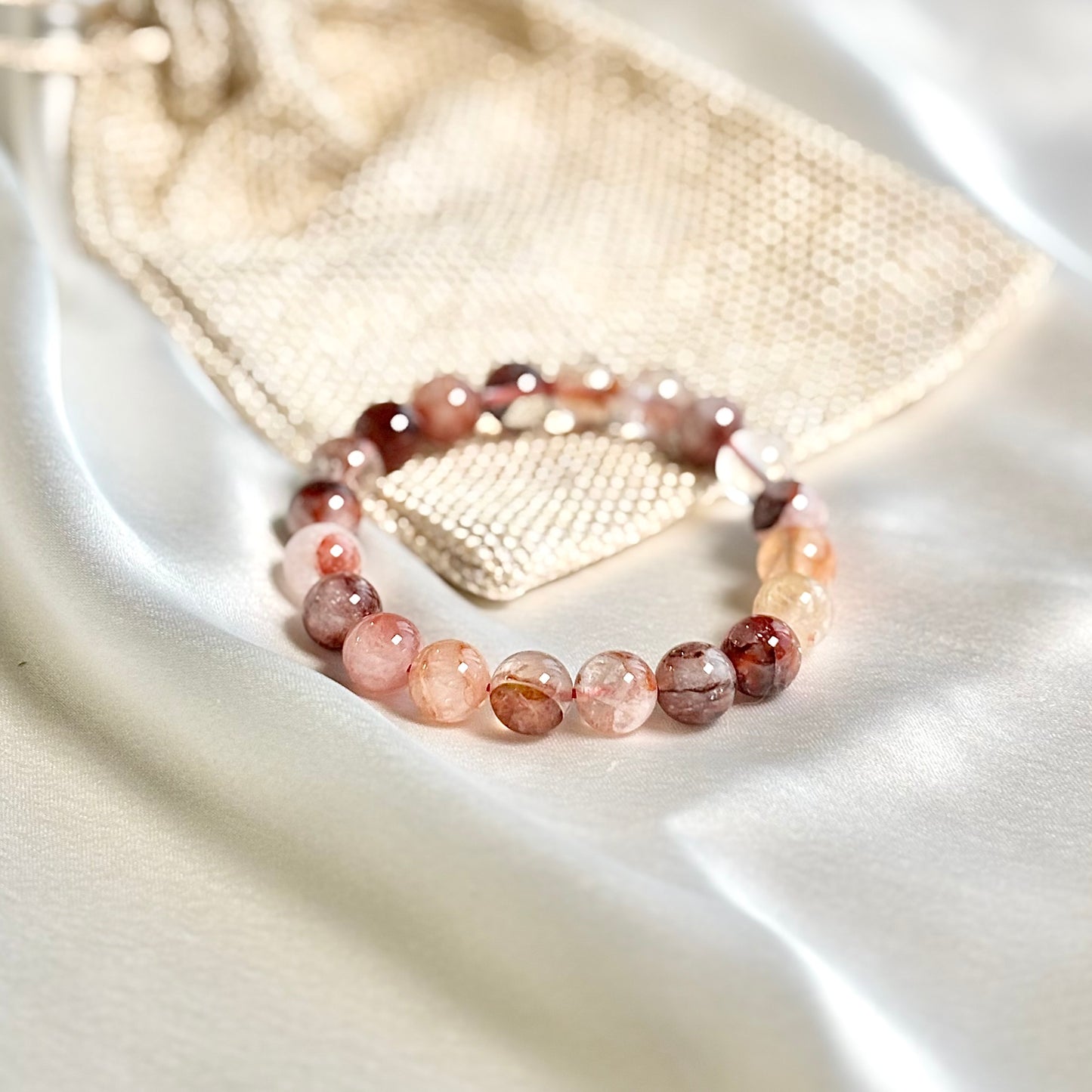 Superior Quality Fire Quartz Round Bead Bracelet - 8mm