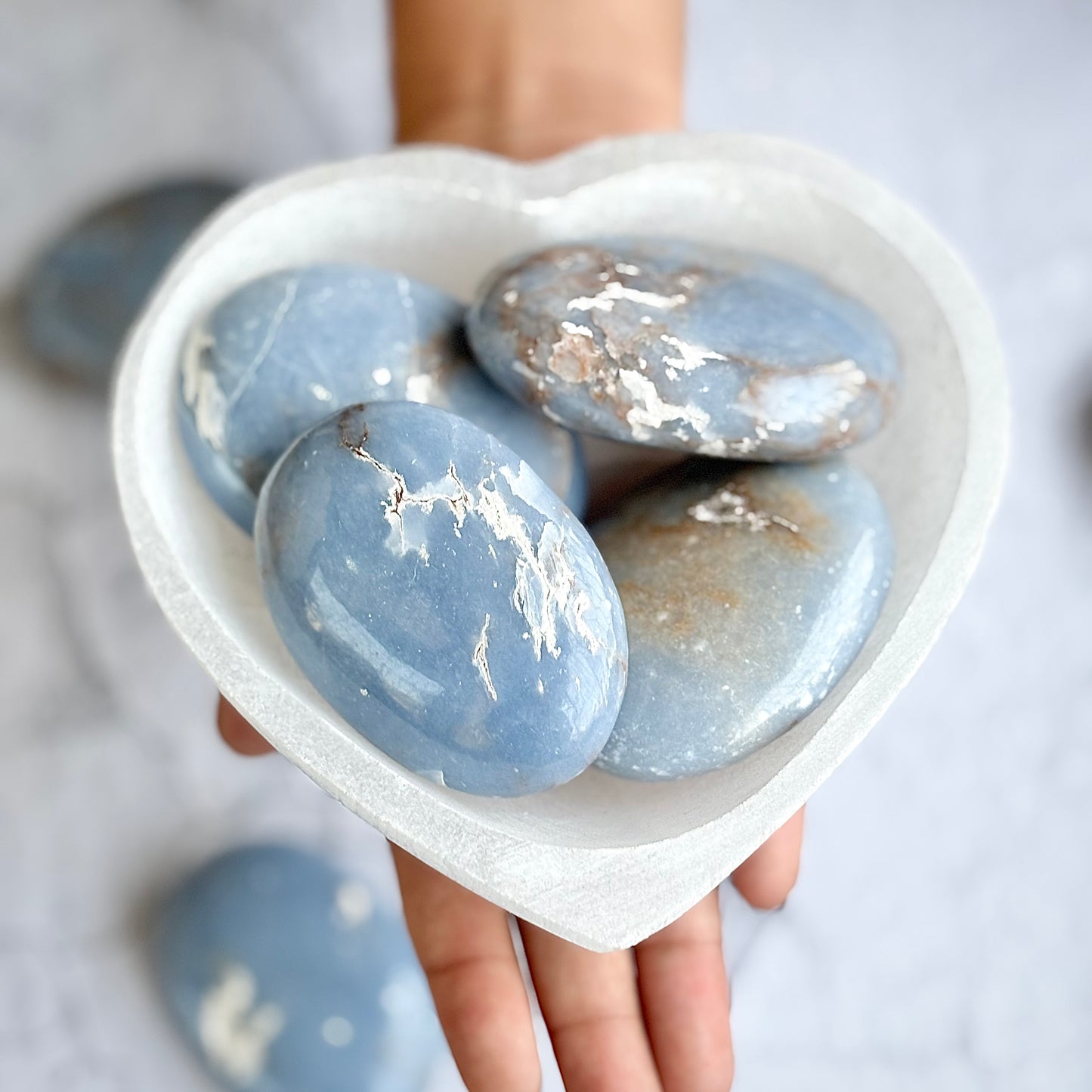 Angelite Palm Stone