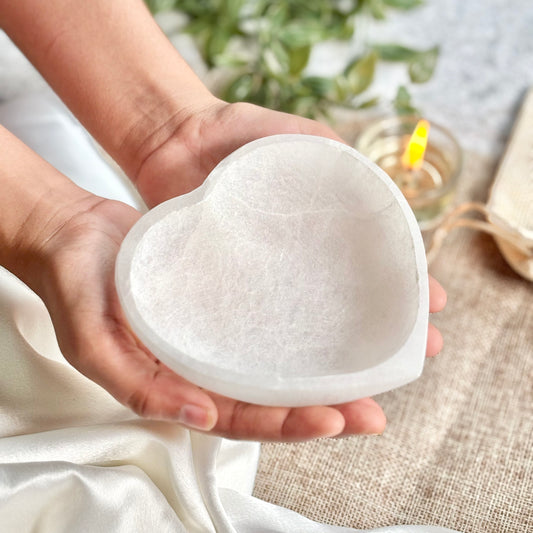 Selenite/Satin Spar Heart Bowl