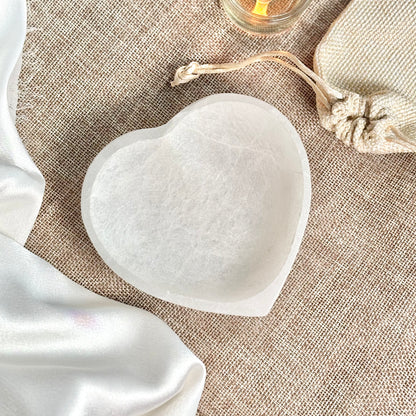 Selenite/Satin Spar Heart Bowl