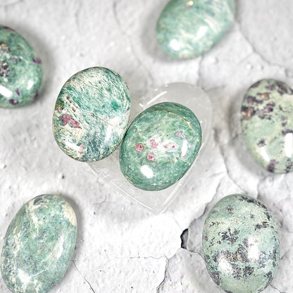 Ruby in Zoisite Palm Stone | Natural Polished Stone