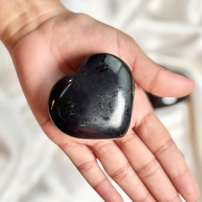 Black tourmaline Heart Carving