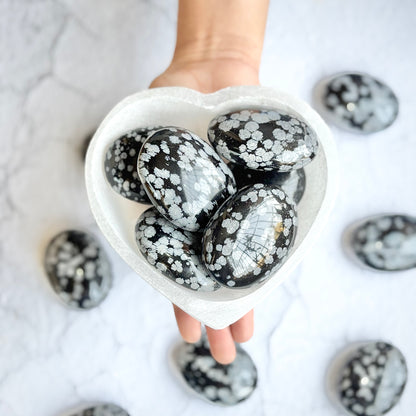Snowflake Obsidian Palm Stone
