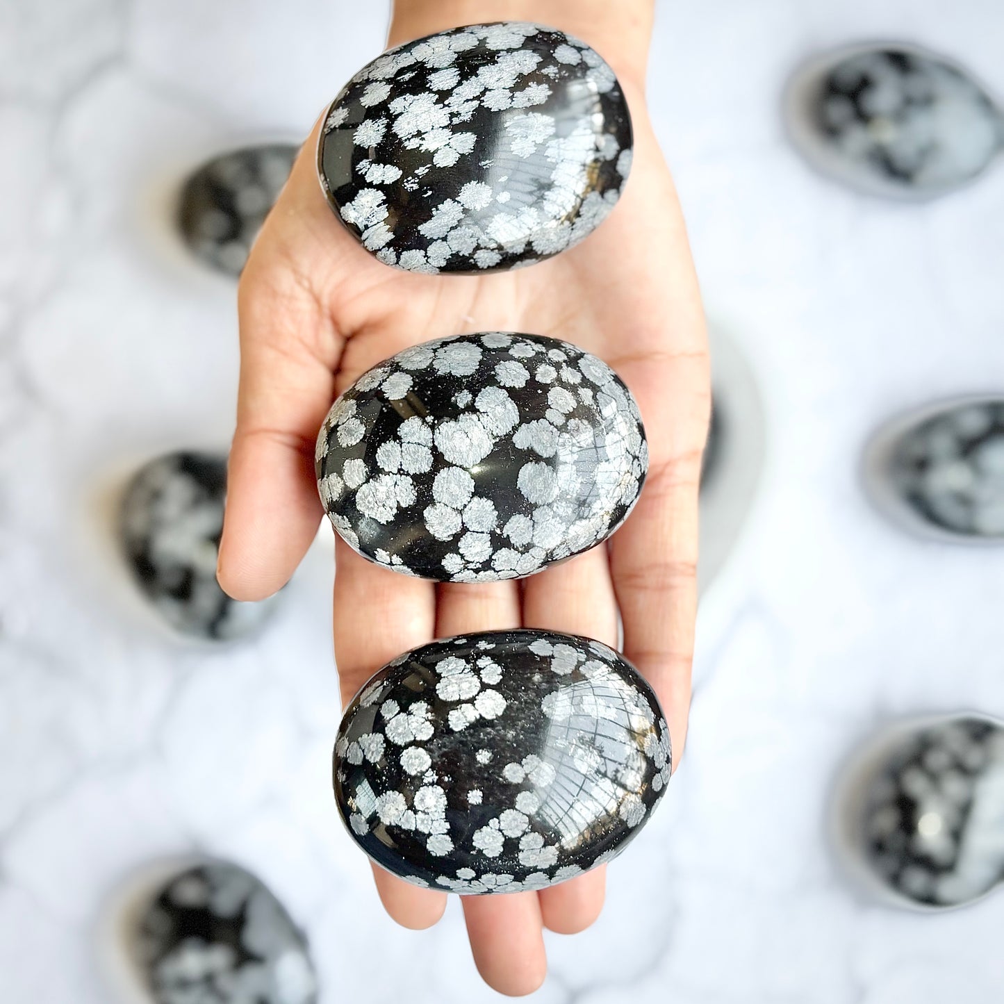 Snowflake Obsidian Palm Stone