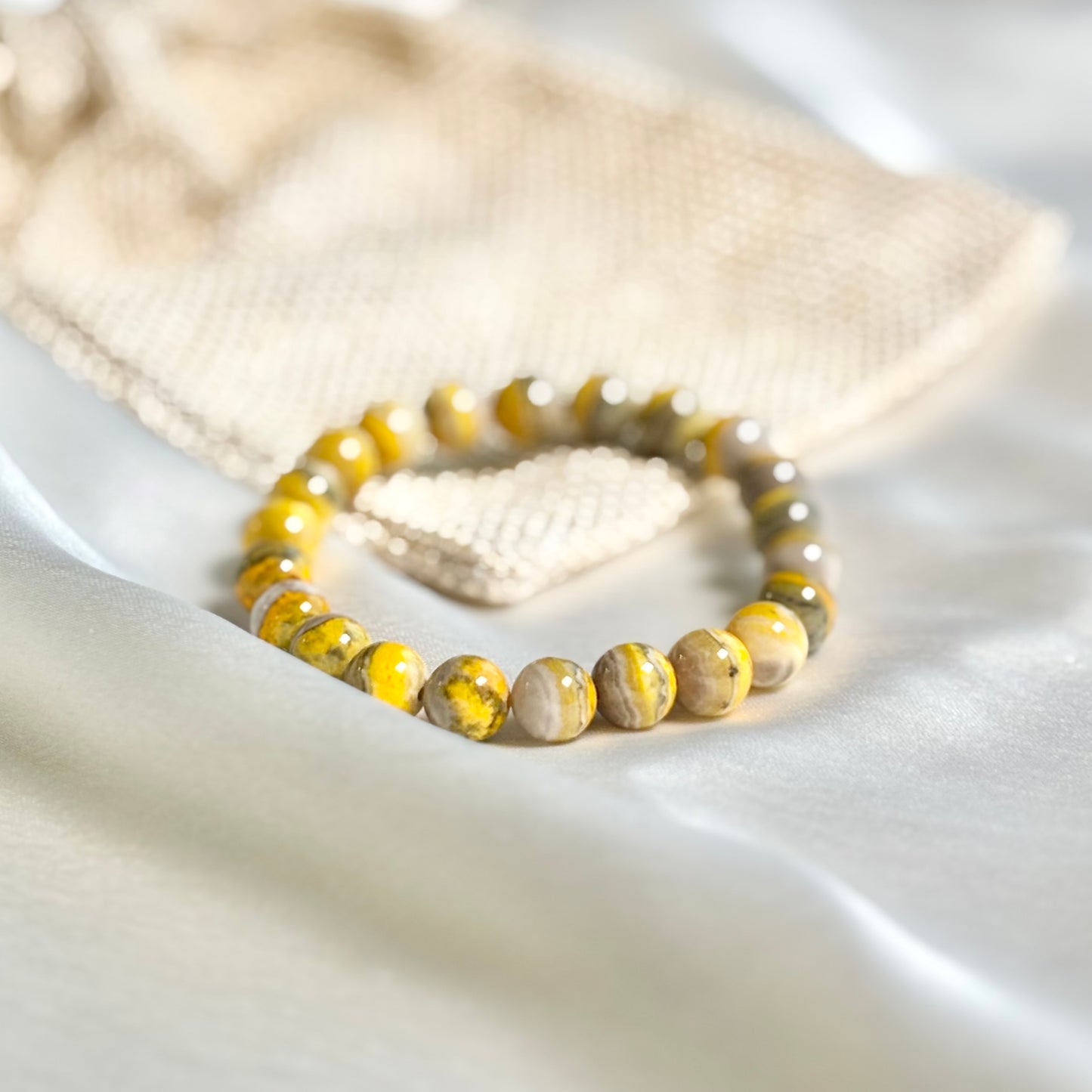 Bumble Bee Jasper Round Bead Bracelet - 8mm