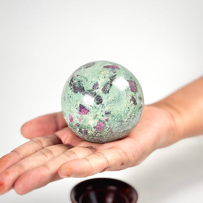 Ruby in Zoisite Sphere Stone | Natural Polished Crystal