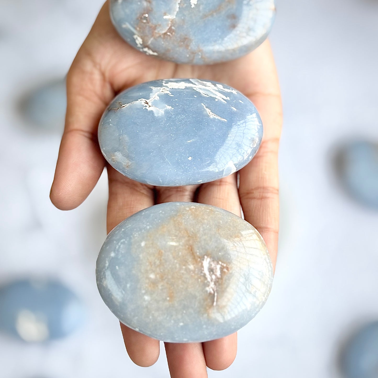Angelite Palm Stone