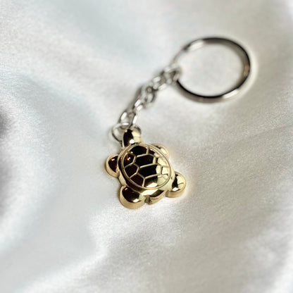 Golden Pyrite Turtle Keychian