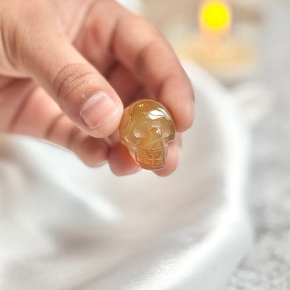 Orange Mini Crystal Skull Carving