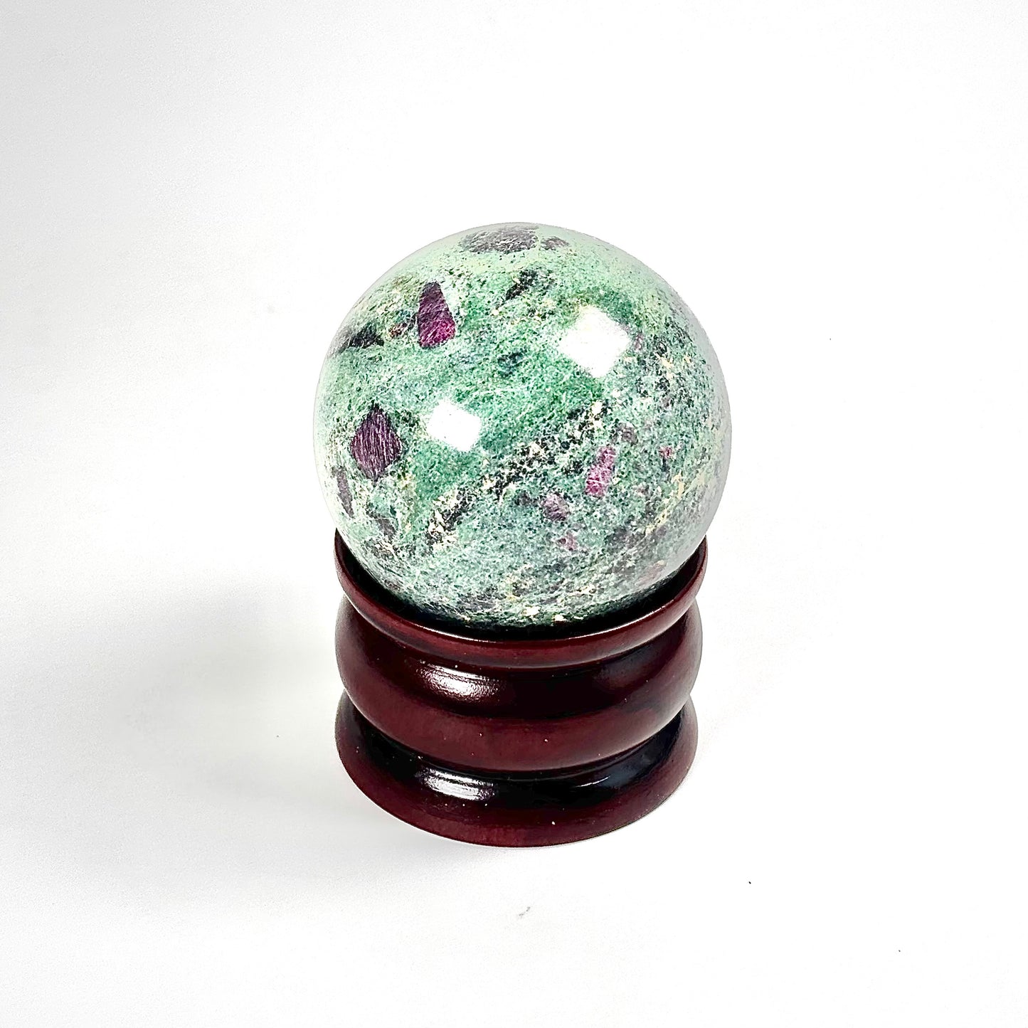 Ruby in Zoisite Sphere Stone | Natural Polished Crystal