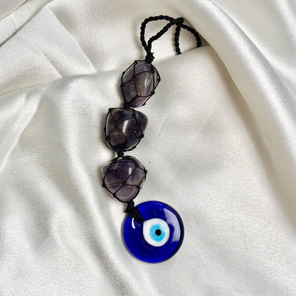 Amethyst Tumble Dangler with Evil Eye Charm