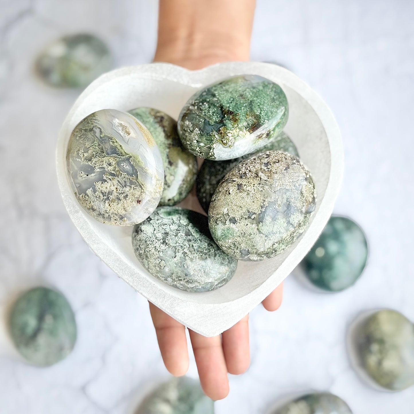 Moss Agate Palm Stone