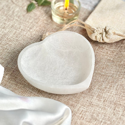 Selenite/Satin Spar Heart Bowl