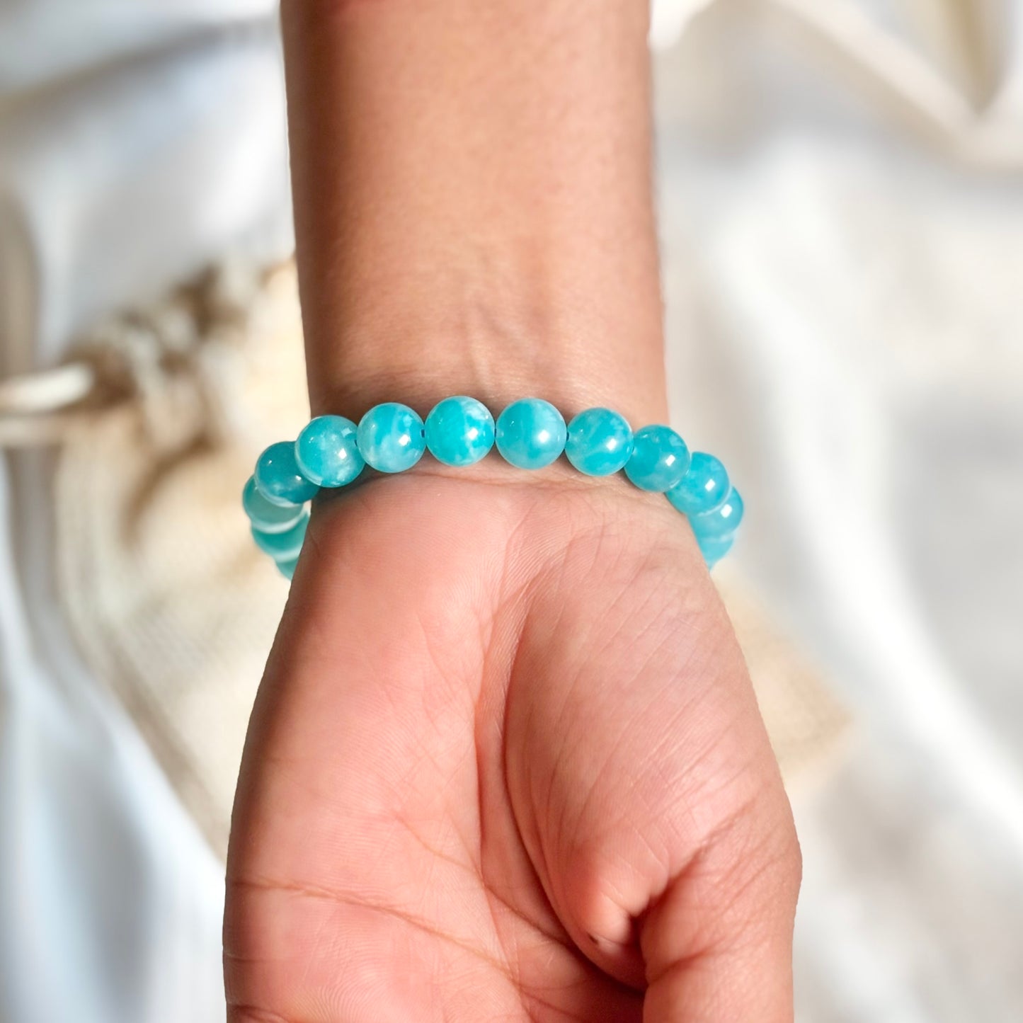 Amazonite Round Bead Bracelet – 8mm